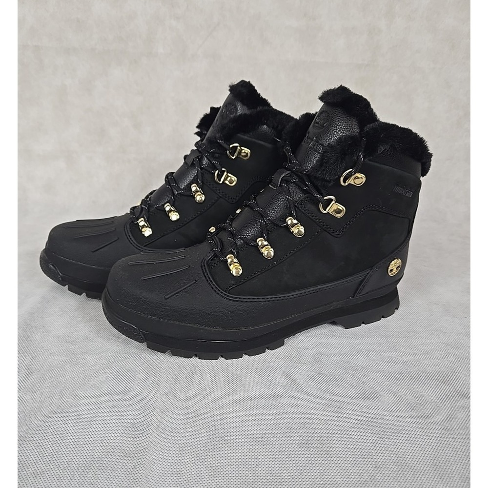 Timberland Euro Hiker Boots Boys Kids Size 7 Shell Toe Blackout Womens‎ 8.5 NEW